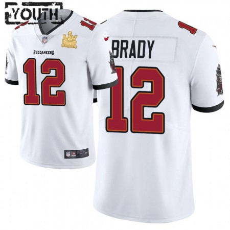 Lasten Tampa Bay Buccaneers NFL Pelipaita Tom Brady 12 Nike Valkoinen 2021 Super Bowl LV Champions